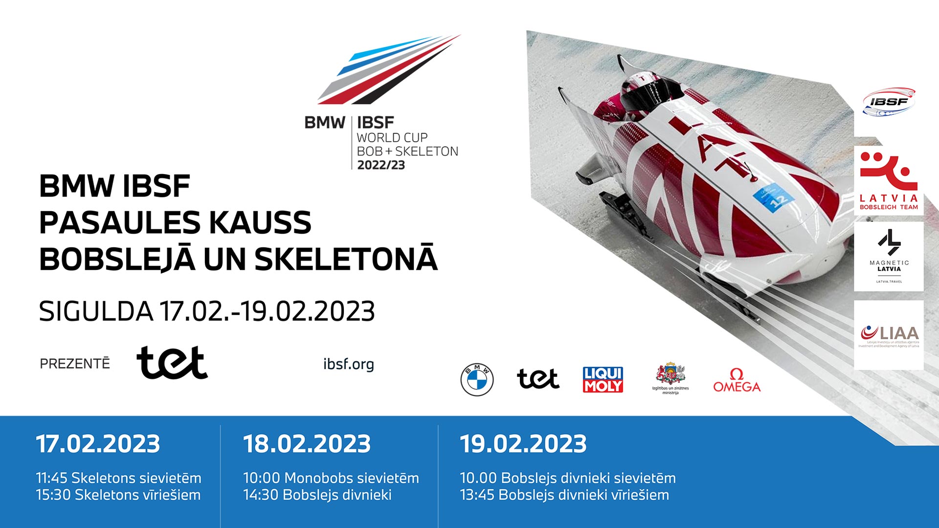 Pasaules kausa bobsleja un skeletona sezonas noslēgums notiks Siguldā