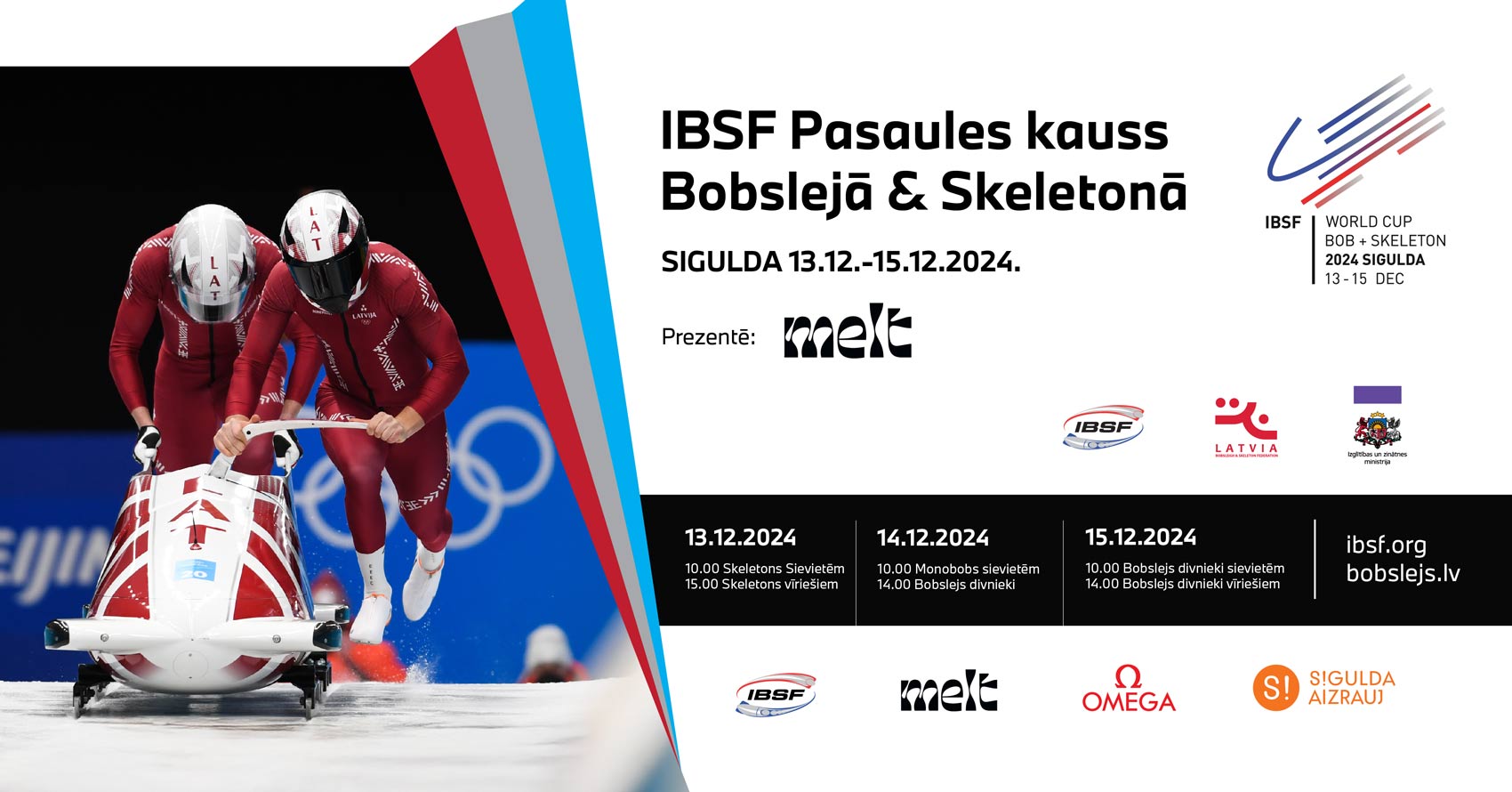 Decembra vidū Siguldā notiks IBSF Pasaules kausa posms bobslejā un skeletonā